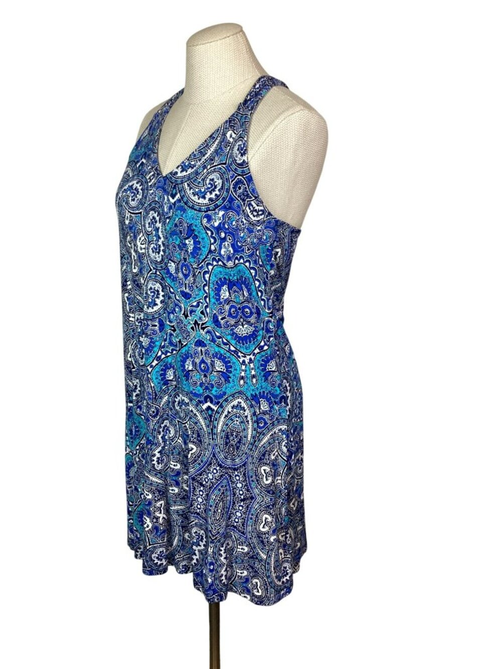Sigrid Olsen Paisley Sleeveless Racerback Dress Womens Medium Blue Turquiose Whi - Picture 5 of 12